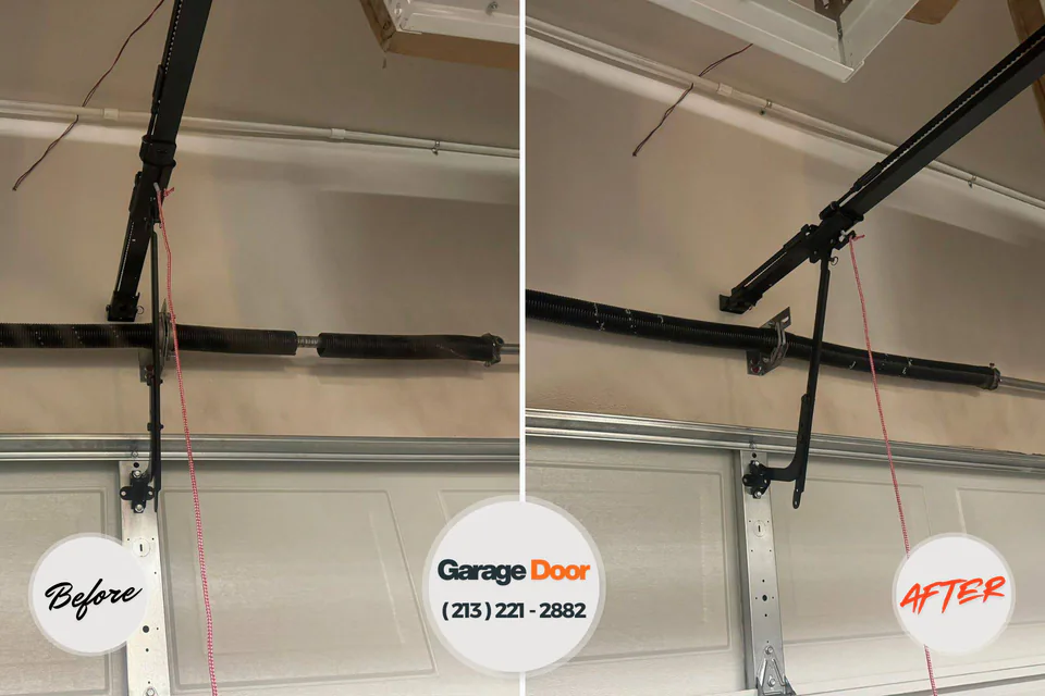 Before and after: garage door spring repair Pawnee, IL